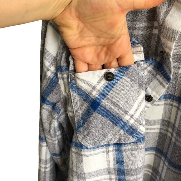 PROJEK RAW Men’s Flannel Plaid Button-Down Shirt 100% Cotton Blue Gray Small - Picture 5 of 14